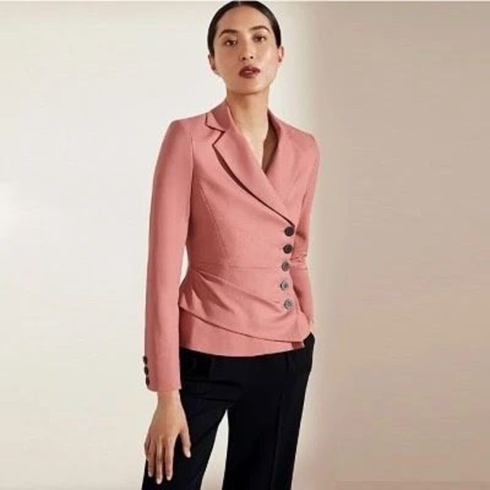 THE FOLD Regent jacket in stretch wool crepe rose women's size 14